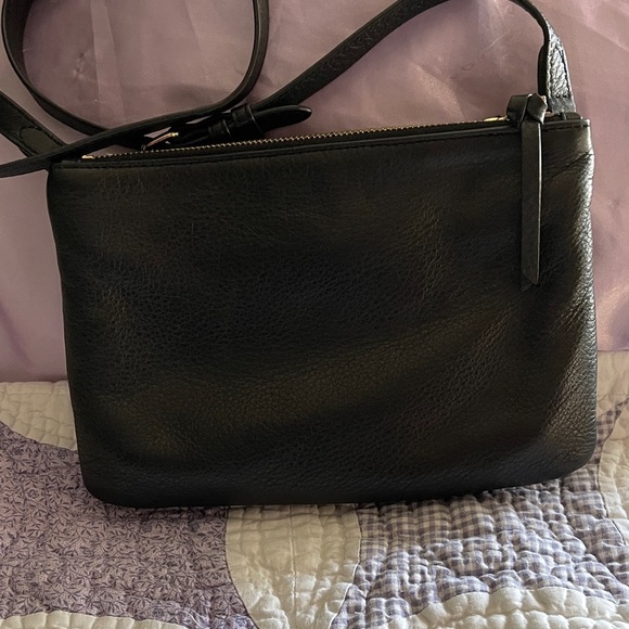 Vince Camuto Black Leather Crossbody 2 Pockets with separate zips - Picture 2 of 5